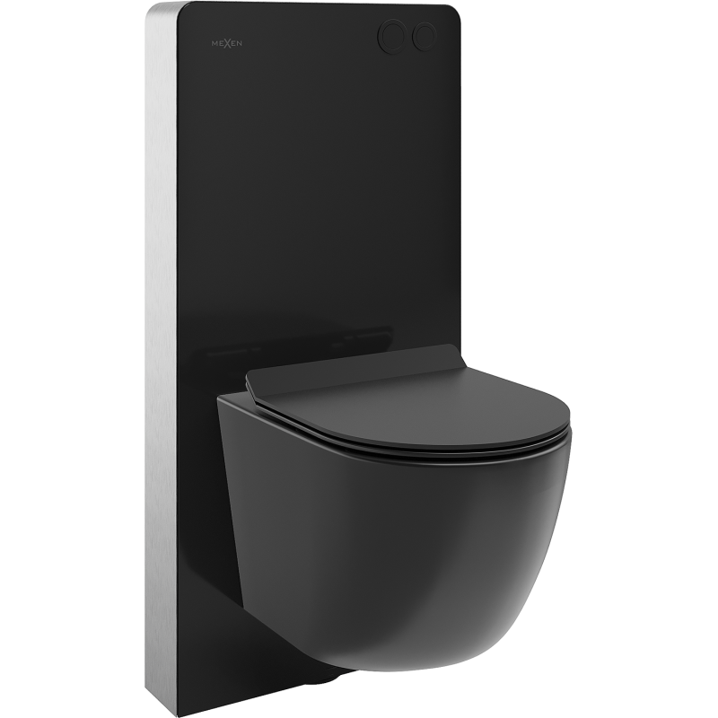 Mexen Lena WC Surface-Mounted Set Tex Air G with Pneumatic Frame, Tornado Toilet Bowl, and Soft-Close Seat, Black Matte