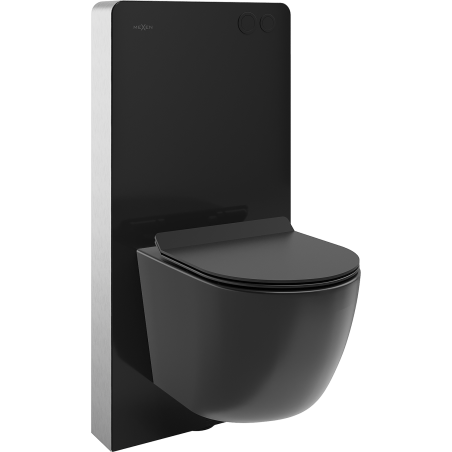 Mexen Lena WC Surface-Mounted Set Tex Air G with Pneumatic Frame, Tornado Toilet Bowl, and Soft-Close Seat, Black Matte
