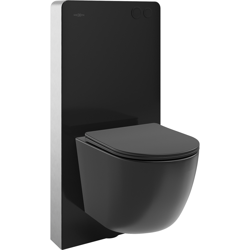 Mexen Lena surface-mounted WC set pneumatic frame Tex Air G with WC bowl and soft-close seat, black matte - 615030221085A-70