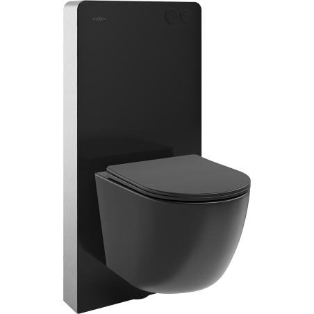 Mexen Lena surface-mounted WC set pneumatic frame Tex Air G with WC bowl and soft-close seat, black matte - 615030221085A-70