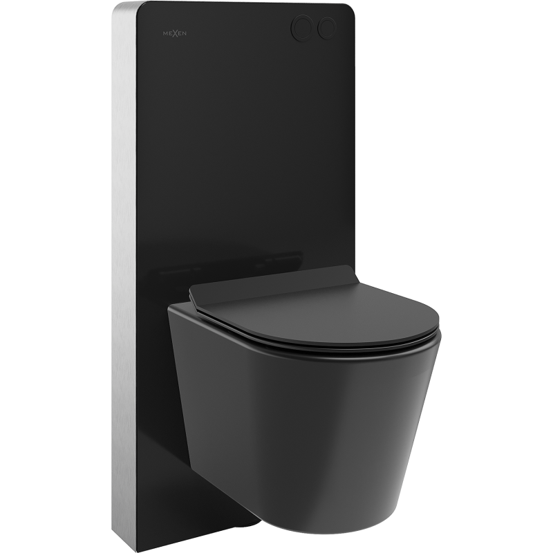 Mexen Rico Surface Mounted WC Set with Tex Air G Pneumatic Frame, Toilet Bowl, and Soft-Close Seat, Matte Black