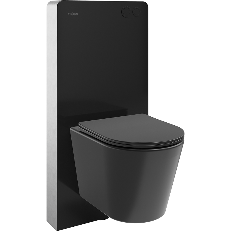 Mexen Rico surface-mounted WC set pneumatic frame Tex Air G with toilet bowl and soft-close seat, black matte - 615030721085A-70