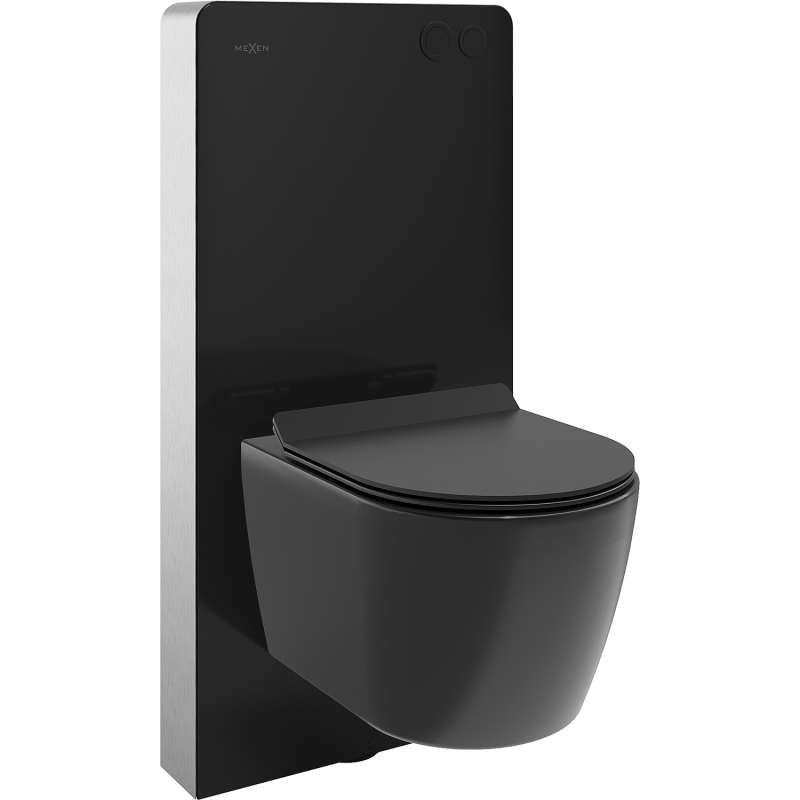 Mexen Carmen surface-mounted WC set with Tex Air G pneumatic frame, Tornado WC bowl, and soft-close seat, black matte