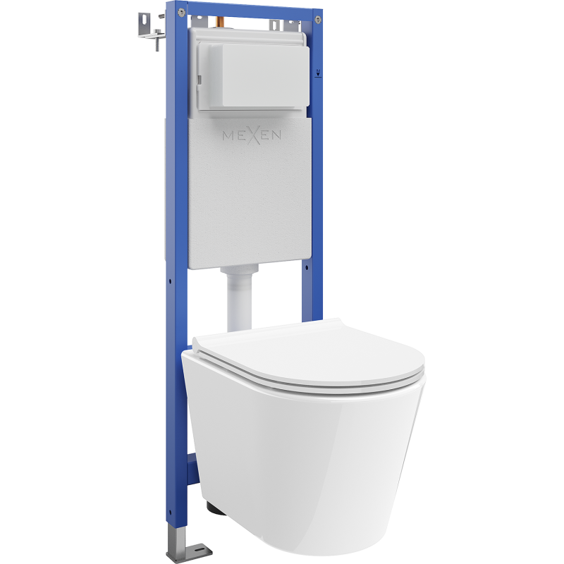 Mexen Rico narrow corner WC flush-mounted set Tex W with WC bowl and soft-close seat, white - 610530720500