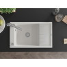 Mexen Elias Granite Single-Bowl Sink with Drainer and Duero Kitchen Faucet, White - 6511-20-671600-00