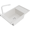 Mexen Elias granite kitchen sink 1-bowl with drainer and Duero kitchen faucet, white - 6511-20-671600-20
