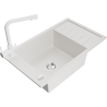 Mexen Elias granite sink 1-bowl with drainer and Duero kitchen faucet, white - 6511-20-671600-20