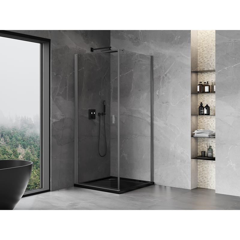 Mexen Mist-B hinged shower cabin 80 x 80 cm, transparent, gun gray brushed - 8A2T-080-080-66-00