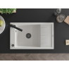 Mexen Elias granite single-bowl sink with drainer and kitchen faucet Duero, white - 6511-20-671600-70