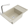 Mexen Elias granite sink 1-bowl with drainer and Duero kitchen tap, beige - 6511-69-671600-00