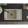 Mexen Elias granite kitchen sink single-bowl with drainer and Duero kitchen faucet, beige - 6511-69-671600-70