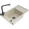 Mexen Elias one-bowl granite sink with drainer and kitchen faucet Duero, beige - 6511-69-671600-70