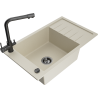 Mexen Elias single-bowl granite sink with drainer and Duero kitchen tap, beige - 6511-69-671600-70