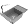 Mexen Elias 1-bowl granite sink with drainer and Duero kitchen faucet, gray - 6511-71-671600-00