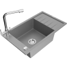 Mexen Elias 1-compartment granite sink with a drip tray and kitchen mixer tap Duero, Grey - 6511-71-671600-00