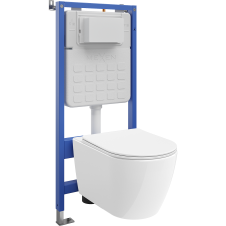Mexen Rico WC Concealed Cistern Set Tex Air Slim Pneumatic Frame with WC Bowl 2.0 Tornado and Soft-Close Seat, White