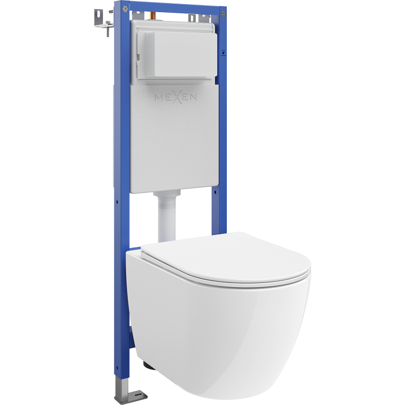 Mexen Lena concealed toilet set narrow frame, corner Tex W with WC bowl 2.0 and soft-close seat, white - 61053022L4000