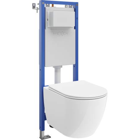 Mexen Lena concealed toilet set narrow frame, corner Tex W with WC bowl 2.0 and soft-close seat, white - 61053022L4000