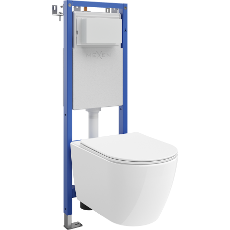 Mexen Rico concealed WC frame set, narrow, corner Tex W with WC bowl 2.0 Tornado and soft-close seat, white - 61053072L4000T
