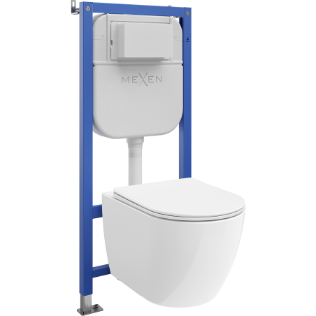 Mexen Lena WC Concealed Cistern Set Tex E with WC Bowl 2.0 Tornado and Soft-Close Seat, White - 61093022L4000T