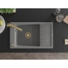 Mexen Elias granite sink 1-bowl with drainer and Duero kitchen tap, grey - 6511-71-671600-50