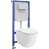 Mexen Lena WC Concealed Set with Tex E Frame, WC 2.0 Bowl, and Soft-Close Seat, White - 61093022L4000