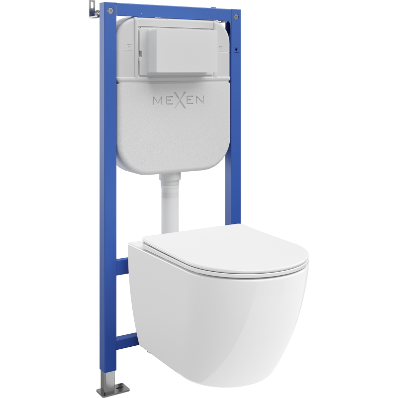 Mexen Lena WC Concealed Set Pneumatic Frame Tex Air E with WC 2.0 Tornado Bowl and Soft-Close Seat, White - 61093022L4000TA
