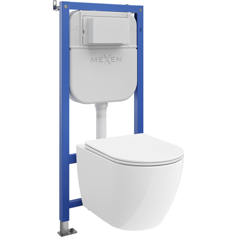 Mexen Lena concealed WC set pneumatic frame Tex Air E with toilet bowl 2.0 and soft-close seat, white - 61093022L4000A