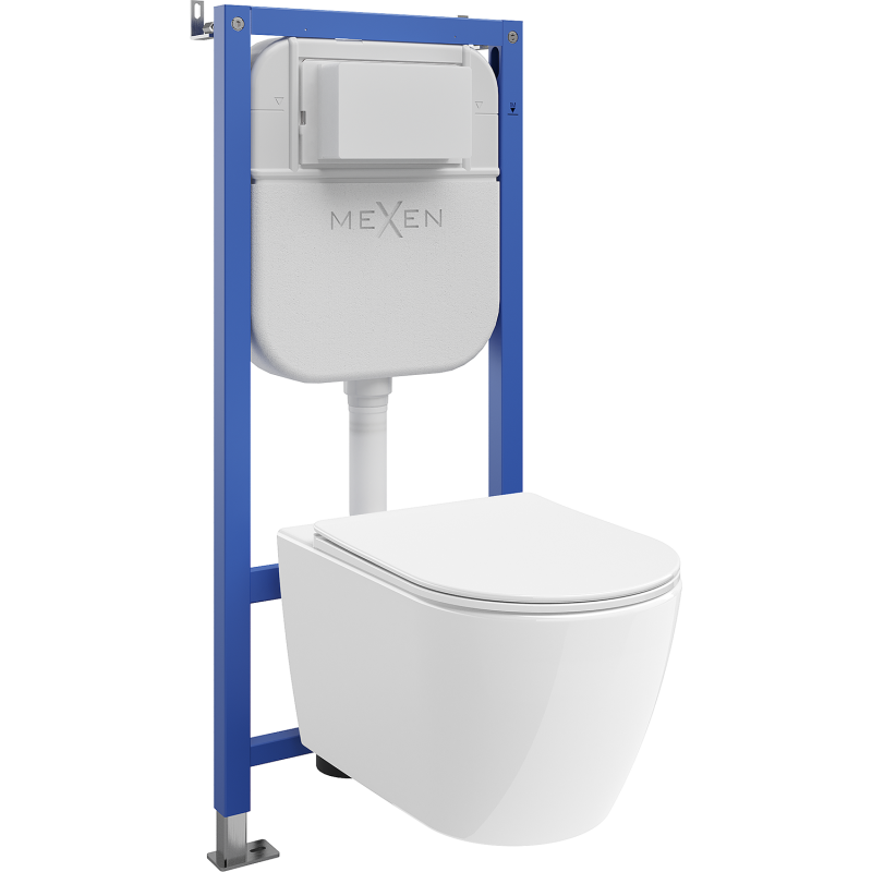 Mexen Rico WC Concealed Set with Tex Air E Pneumatic Frame and 2.0 Tornado Bowl with Soft-Close Seat, White - 61093072L4000TA
