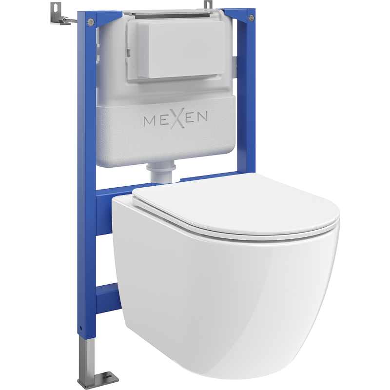 Mexen Lena WC Concealed Cistern Set with Tex Air XS-F Pneumatic Frame, WC 2.0 Bowl and Soft-Close Seat, White - 61083022L4000A