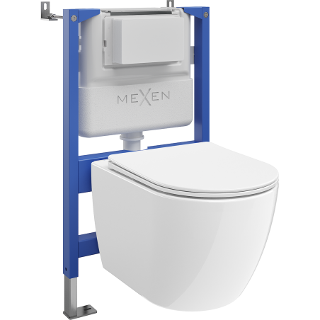 Mexen Lena WC Concealed Set Tex Air XS-F Pneumatic Frame with WC Bowl 2.0 Tornado and Soft-Close Seat, White - 61083022L4000TA