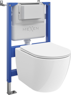 Mexen Lena WC Concealed Set Tex Air XS-F Pneumatic Frame with WC Bowl 2.0 Tornado and Soft-Close Seat, White - 61083022L4000TA