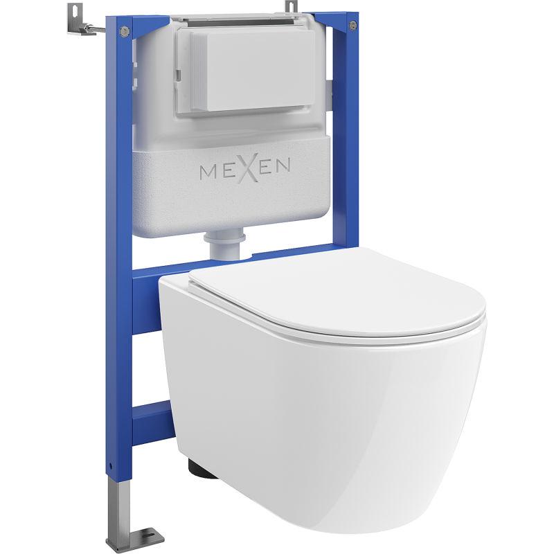 Mexen Rico WC Concealed Set with Tex Air XS-F Pneumatic Frame and 2.0 Tornado Toilet Bowl with Soft-Close Seat, White