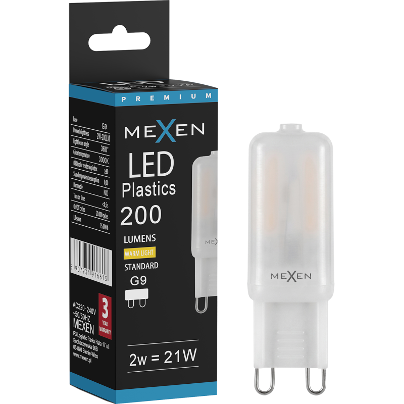 Mexen Aura LED Bulb G9, 2W, Warm - 3000K, 200 lm - L120-G9-0230-01