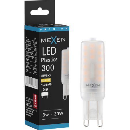 Mexen Aura LED Bulb G9, 3W, Warm - 3000K, 300 lm - L120-G9-0330-01