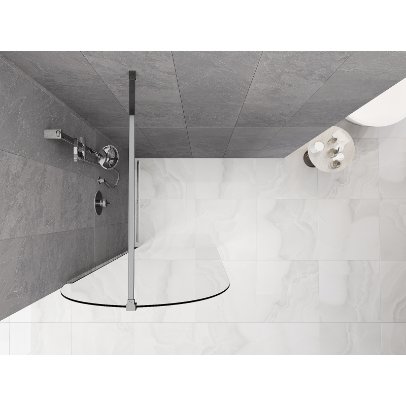 Mexen Kioto-Q Walk-in Shower Wall 80 x 200 cm, Transparent 8 mm, Chrome - 800-080-101-01-00-Q