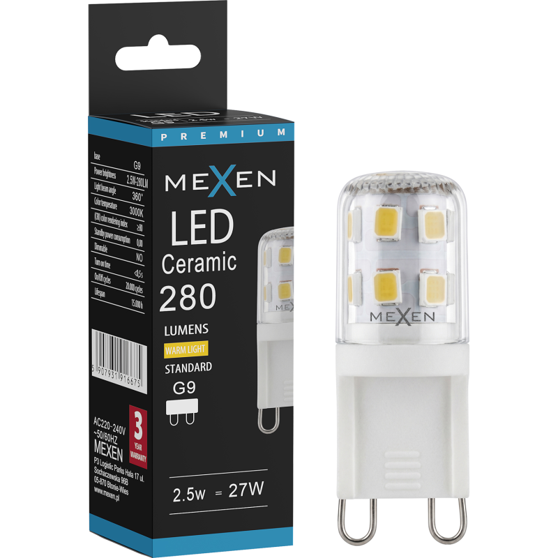 Mexen Aura LED Bulb G9, 2.5W, Warm - 3000K, 280 lm - L121-G9-0230-01