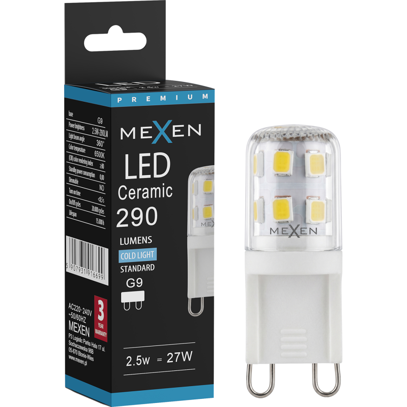 Mexen Aura LED Bulb G9, 2.5W, Cool - 6500K, 290 lm - L121-G9-0265-01