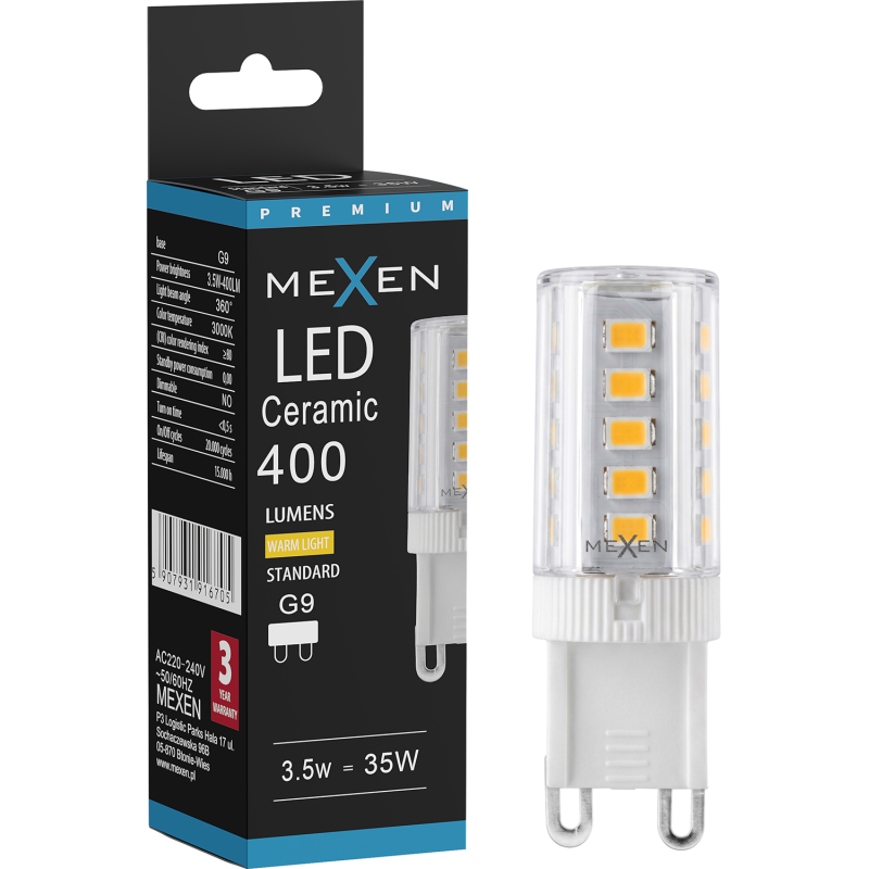 Mexen Aura LED Bulb G9, 3.5W, Warm - 3000K, 400 lm - L121-G9-0330-01