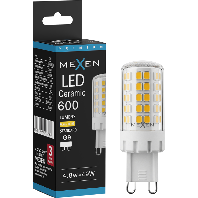Mexen Aura LED Bulb G9, 4.8W, Warm - 3000K, 600 lm - L121-G9-0530-01