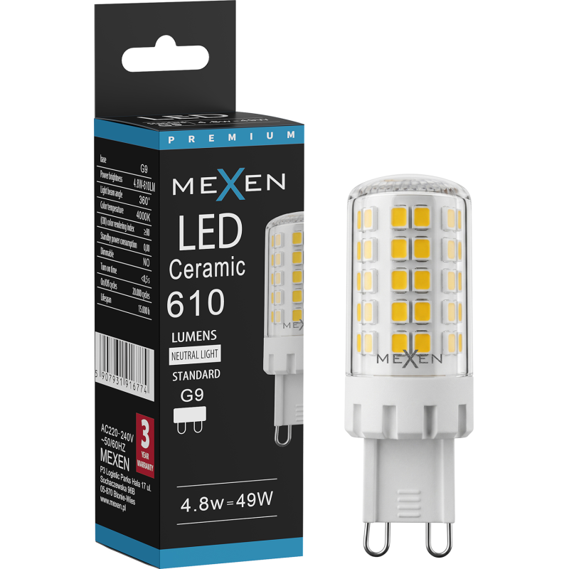 Mexen Aura LED Bulb G9, 4.8W, Neutral - 4000K, 610 lm - L121-G9-0540-01