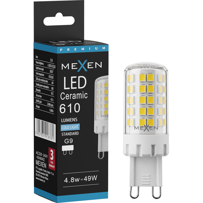 Mexen Aura LED Bulb G9, 4.8W, Cool - 6500K, 610 lm - L121-G9-0565-01