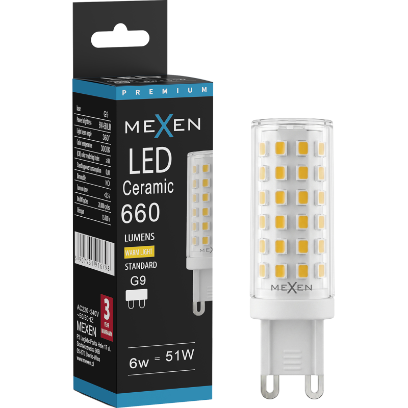 Mexen Aura LED Bulb G9, 6W, Warm - 3000K, 660 lm - L121-G9-0630-01