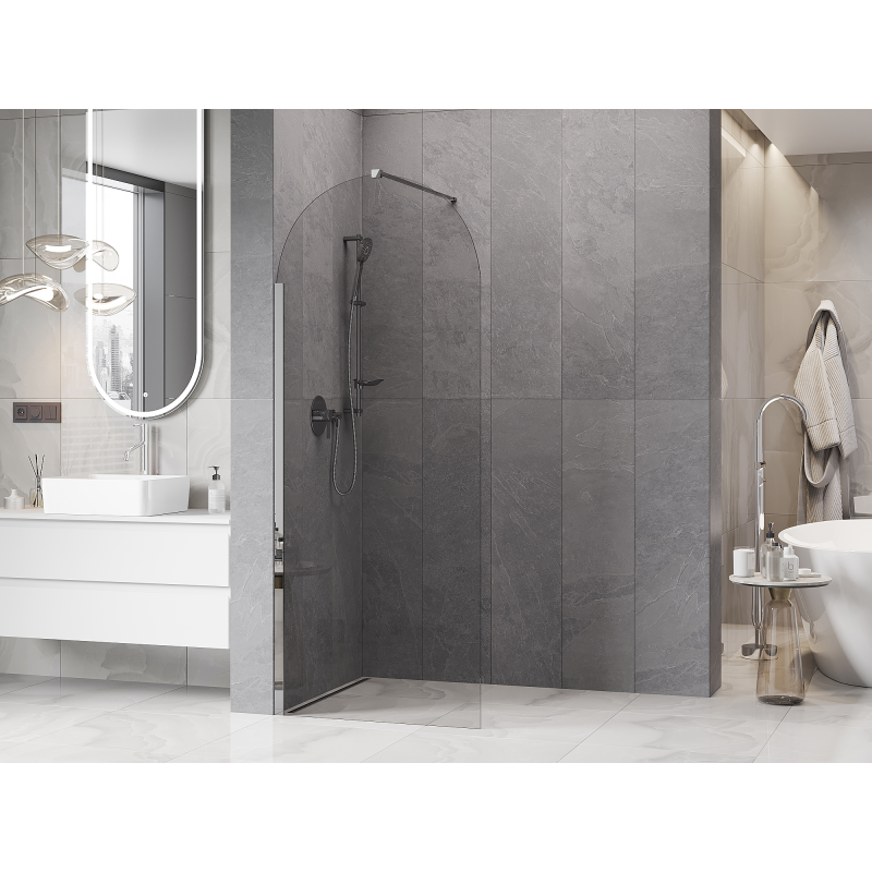 Mexen Kioto-Q Walk-in Shower Screen 90 x 200 cm, Transparent 8 mm, Chrome - 800-090-101-01-00-Q