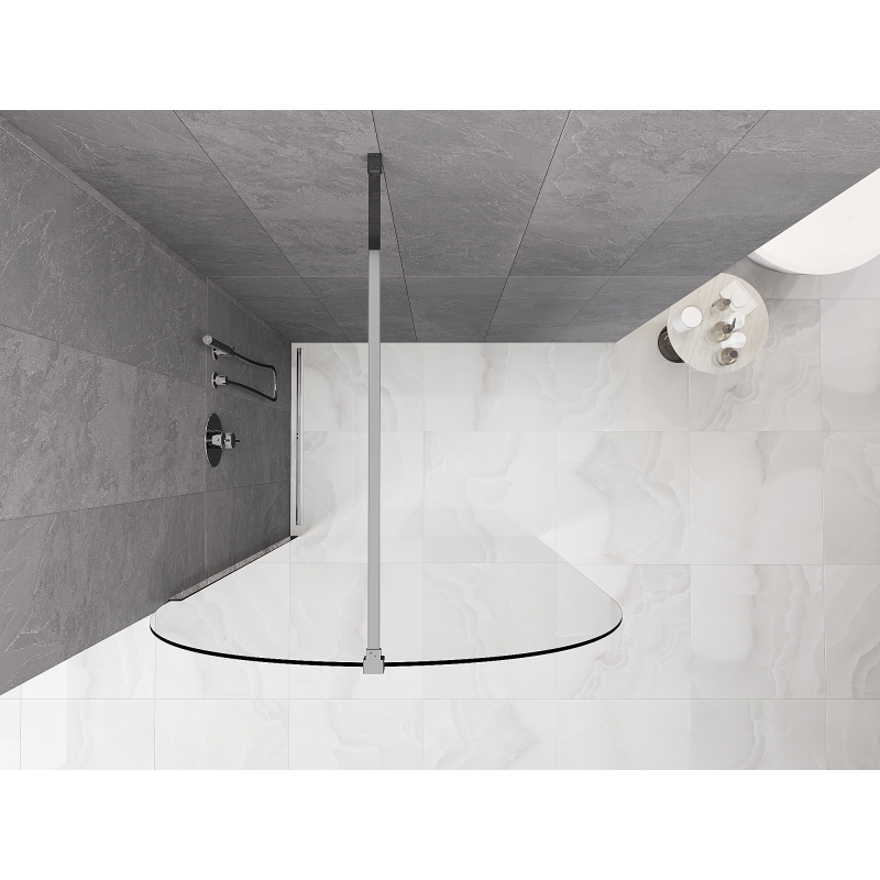 Mexen Kioto-Q Walk-in Shower Wall 100 x 200 cm, transparent 8 mm, chrome - 800-100-101-01-00-Q