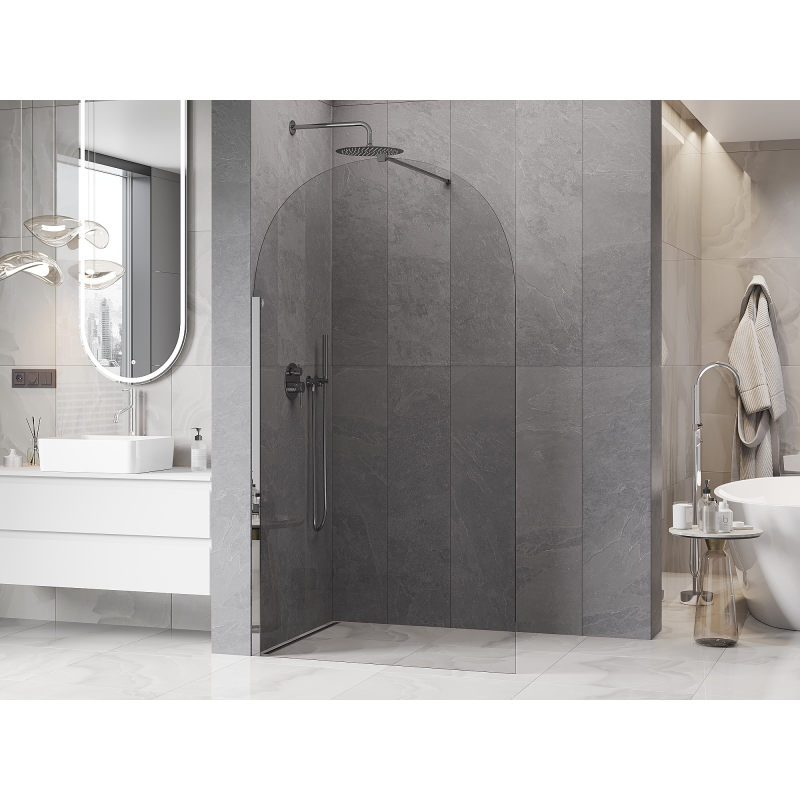 Mexen Kioto-Q Walk-in Shower Wall 100 x 200 cm, transparent 8 mm, chrome - 800-100-101-01-00-Q