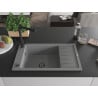Mexen Elias granite kitchen sink single-bowl with drainer and Duero kitchen faucet, gray - 6511-71-671600-70-B