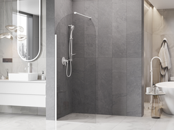 Mexen Kioto-Q Walk-in Shower Wall 80 x 200 cm, transparent 8 mm, white - 800-080-101-20-00-Q