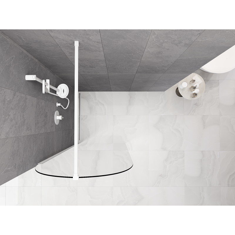 Mexen Kioto-Q Walk-in Shower Screen 90 x 200 cm, Transparent 8 mm, White - 800-090-101-20-00-Q