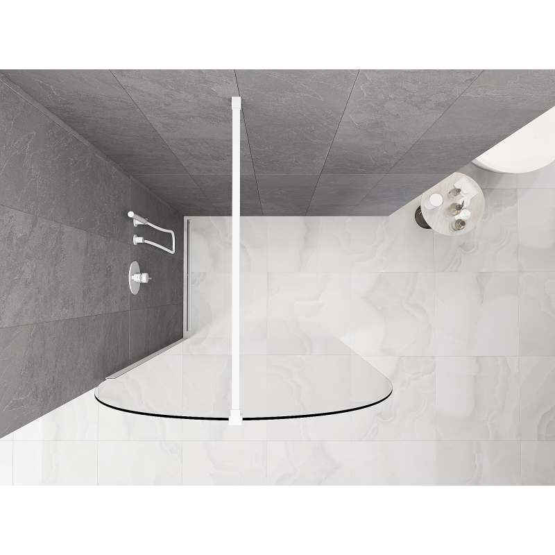 Mexen Kioto-Q Walk-in Shower Wall 100 x 200 cm, Transparent 8 mm, White - 800-100-101-20-00-Q